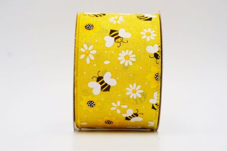 Ruban de collection Printemps Fleur avec abeilles_KF6564GC-6-6_jaune